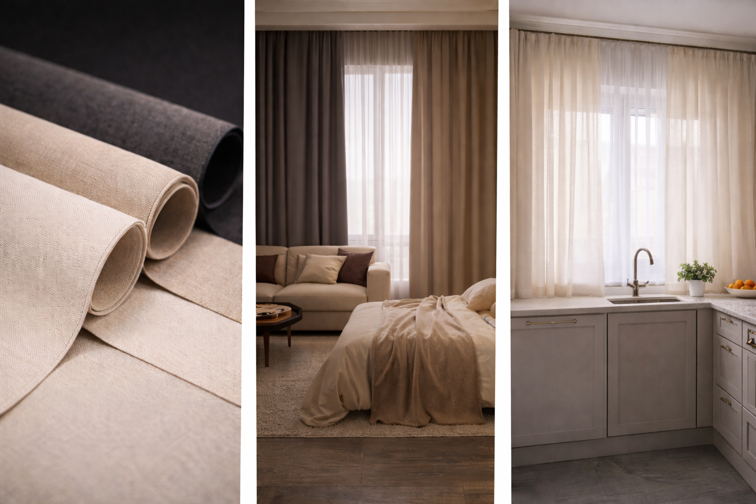 Как выбрать ткань для штор в зал, спальню и кухню: светопропускание и фактура